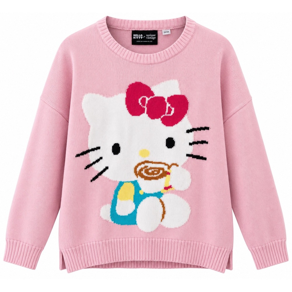 Hello Kitty x Unique Vintage Pink Sweater 2X/3X Sanrio Cotton Kawaii